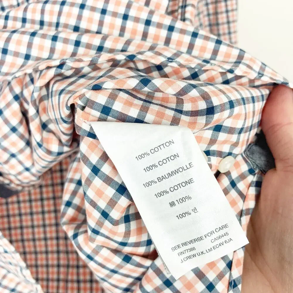 J. Crew Blue Orange Plaid Slim Fit Long Sleeve Button Down Sz XL